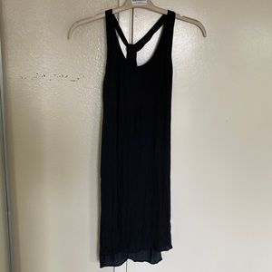 TROUVÉ silky black racer back knit detail slip dress